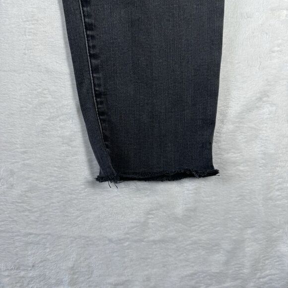 Madewell Womens 9" Mid Rise Skinny Jeans Size 31P Raw Hem Distressed Black Denim - Picture 4 of 14